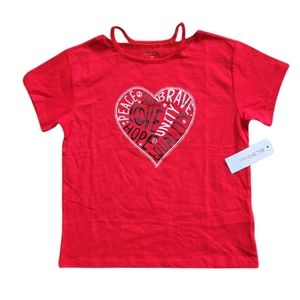 BCBGirls Red Heart Short Sleeve Shirt Size M
